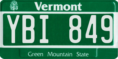 VT license plate YBI849