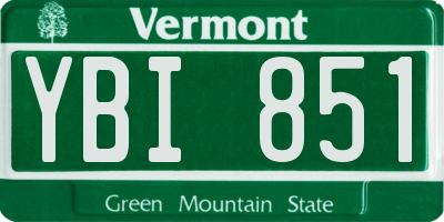 VT license plate YBI851