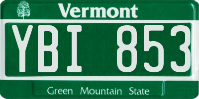 VT license plate YBI853