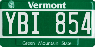 VT license plate YBI854