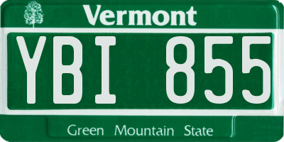 VT license plate YBI855