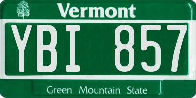 VT license plate YBI857