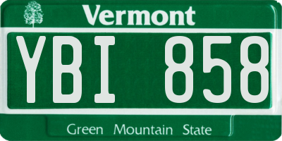 VT license plate YBI858