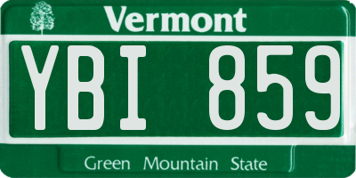 VT license plate YBI859
