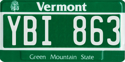 VT license plate YBI863