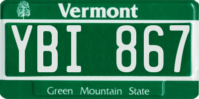 VT license plate YBI867