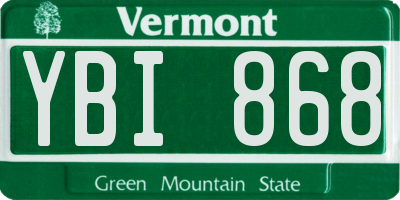 VT license plate YBI868