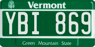VT license plate YBI869