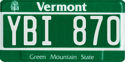 VT license plate YBI870