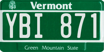 VT license plate YBI871