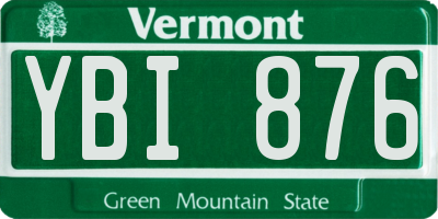 VT license plate YBI876
