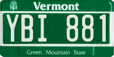 VT license plate YBI881