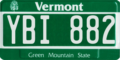 VT license plate YBI882