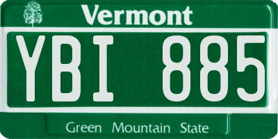 VT license plate YBI885