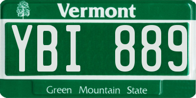 VT license plate YBI889