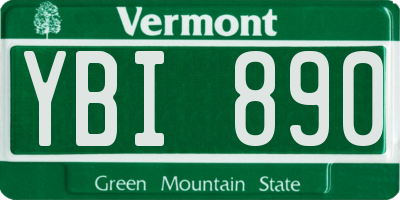 VT license plate YBI890