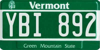 VT license plate YBI892