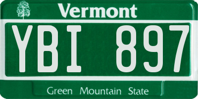 VT license plate YBI897