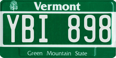 VT license plate YBI898