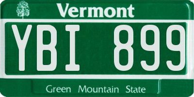 VT license plate YBI899
