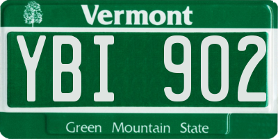 VT license plate YBI902