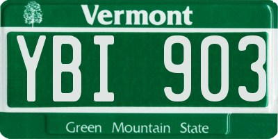VT license plate YBI903