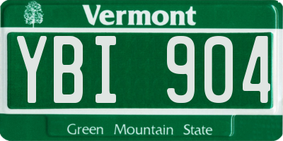 VT license plate YBI904