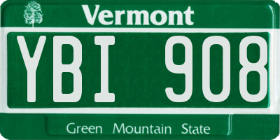 VT license plate YBI908