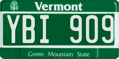 VT license plate YBI909