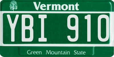 VT license plate YBI910