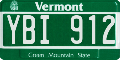 VT license plate YBI912