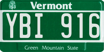 VT license plate YBI916