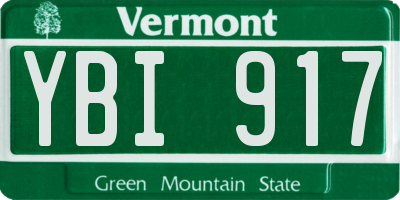 VT license plate YBI917