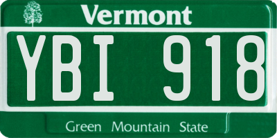 VT license plate YBI918