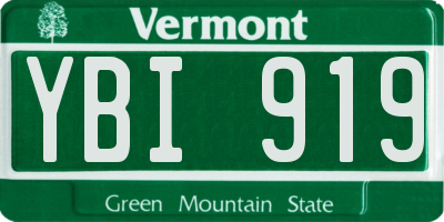VT license plate YBI919