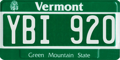 VT license plate YBI920