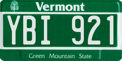 VT license plate YBI921