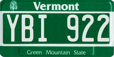 VT license plate YBI922