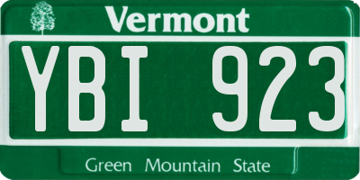 VT license plate YBI923