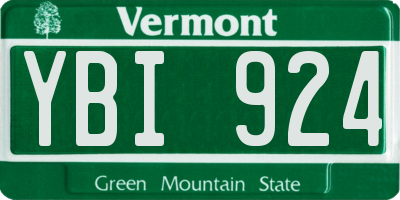 VT license plate YBI924