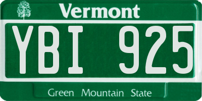 VT license plate YBI925
