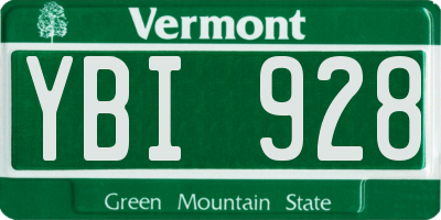 VT license plate YBI928