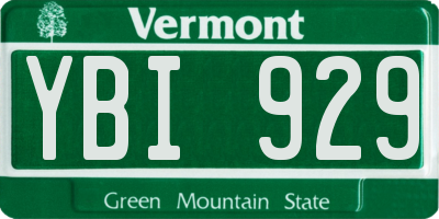 VT license plate YBI929