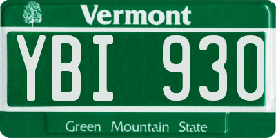 VT license plate YBI930