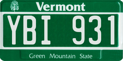 VT license plate YBI931