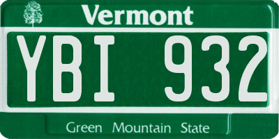 VT license plate YBI932