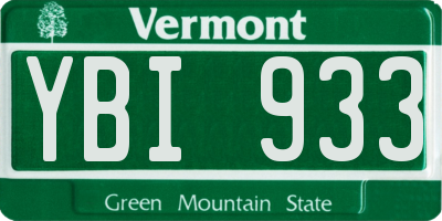 VT license plate YBI933