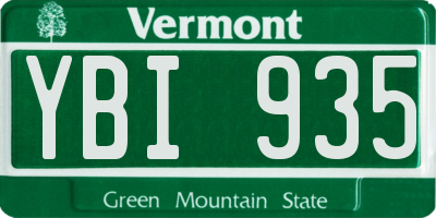 VT license plate YBI935