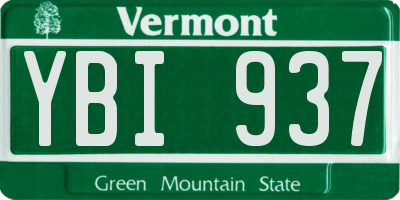 VT license plate YBI937