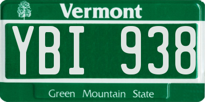 VT license plate YBI938